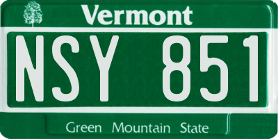 VT license plate NSY851