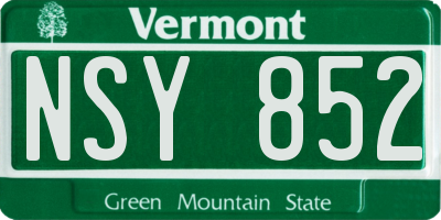 VT license plate NSY852