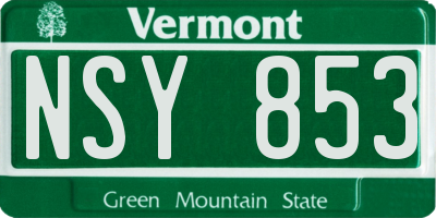 VT license plate NSY853