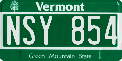 VT license plate NSY854