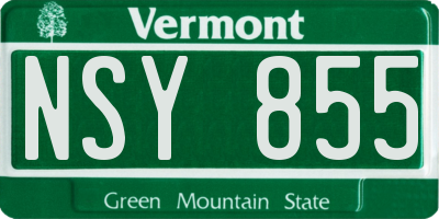 VT license plate NSY855