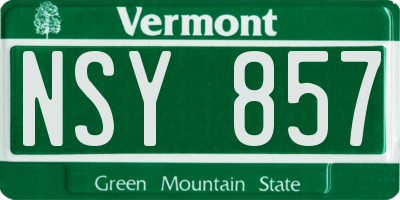 VT license plate NSY857