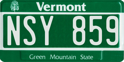 VT license plate NSY859