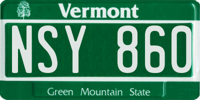 VT license plate NSY860