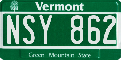 VT license plate NSY862