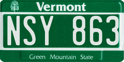 VT license plate NSY863