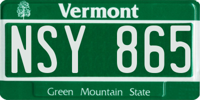 VT license plate NSY865