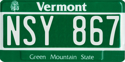 VT license plate NSY867
