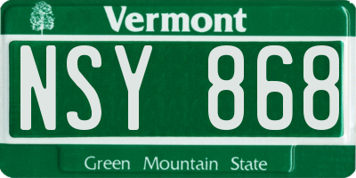 VT license plate NSY868