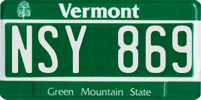 VT license plate NSY869