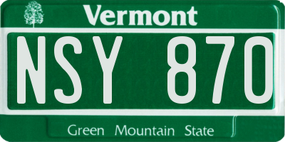 VT license plate NSY870