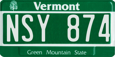 VT license plate NSY874