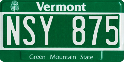 VT license plate NSY875
