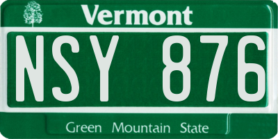 VT license plate NSY876