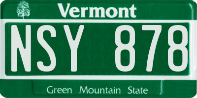 VT license plate NSY878