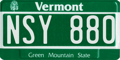 VT license plate NSY880