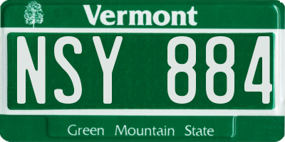 VT license plate NSY884