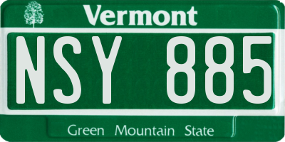 VT license plate NSY885