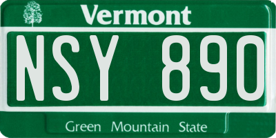 VT license plate NSY890