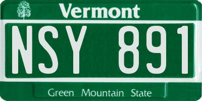VT license plate NSY891