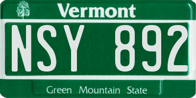 VT license plate NSY892
