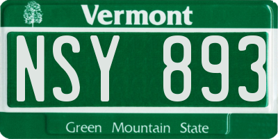 VT license plate NSY893