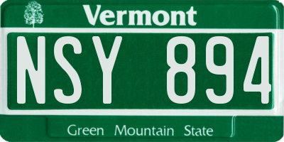VT license plate NSY894