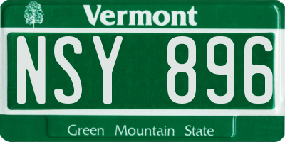 VT license plate NSY896