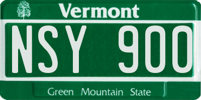 VT license plate NSY900