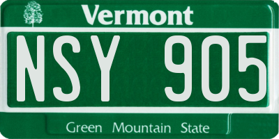 VT license plate NSY905