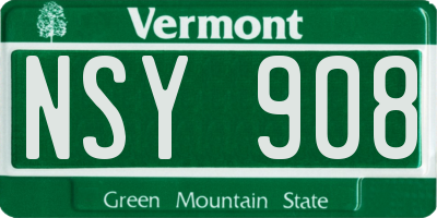 VT license plate NSY908