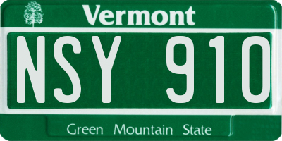 VT license plate NSY910