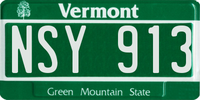 VT license plate NSY913
