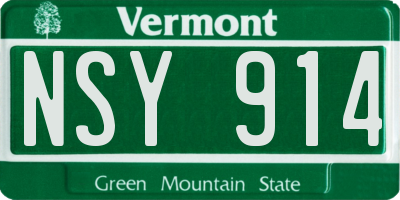 VT license plate NSY914