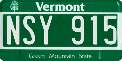 VT license plate NSY915