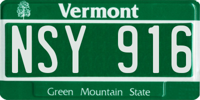 VT license plate NSY916
