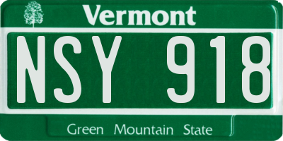 VT license plate NSY918