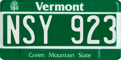 VT license plate NSY923