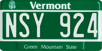 VT license plate NSY924