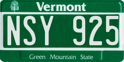 VT license plate NSY925