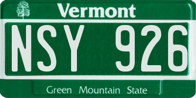 VT license plate NSY926