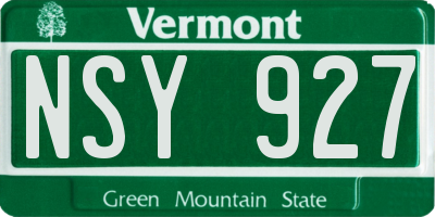 VT license plate NSY927