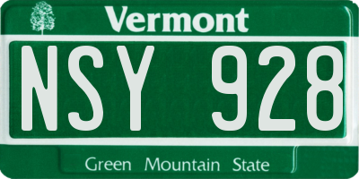 VT license plate NSY928