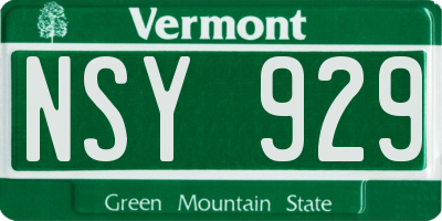VT license plate NSY929