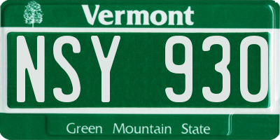 VT license plate NSY930