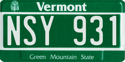 VT license plate NSY931