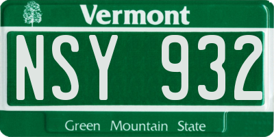VT license plate NSY932