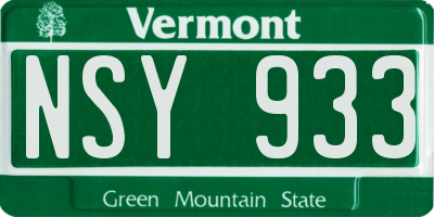 VT license plate NSY933