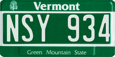 VT license plate NSY934