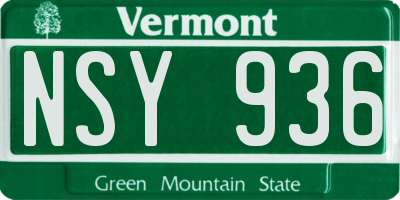 VT license plate NSY936